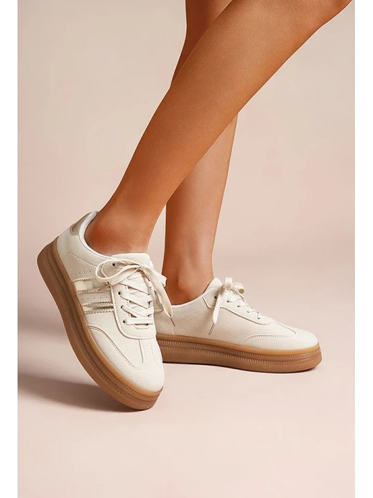 Zdjęcie produktu Foreverfolie Sneakersy w kolorze złoto-kremowym rozmiar: 37
