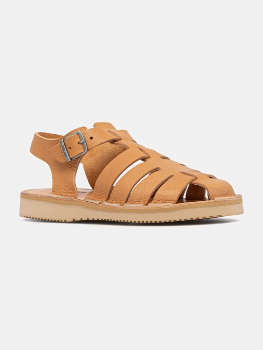 Zdjęcie produktu Fracap Tan leather sandały z zakrytymi palcami skórzane