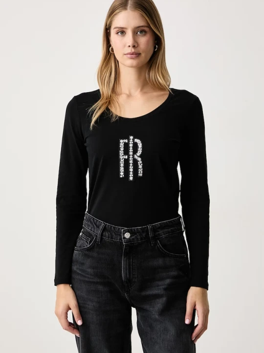 Zdjęcie produktu Fracomina longsleeve damski z bawełną czarny