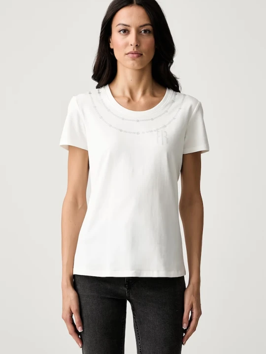 Zdjęcie produktu Fracomina T-shirt damski bawełniany z elastanem beżowy