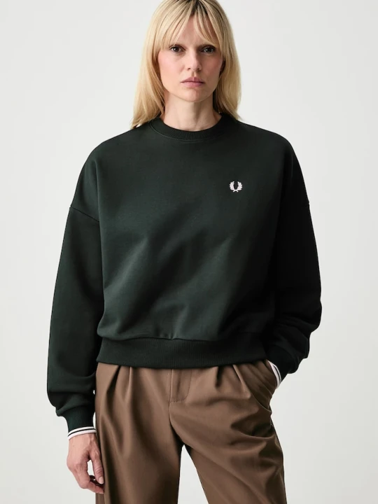 Zdjęcie produktu Fred Perry bluza oversize damska bawełniana zielony