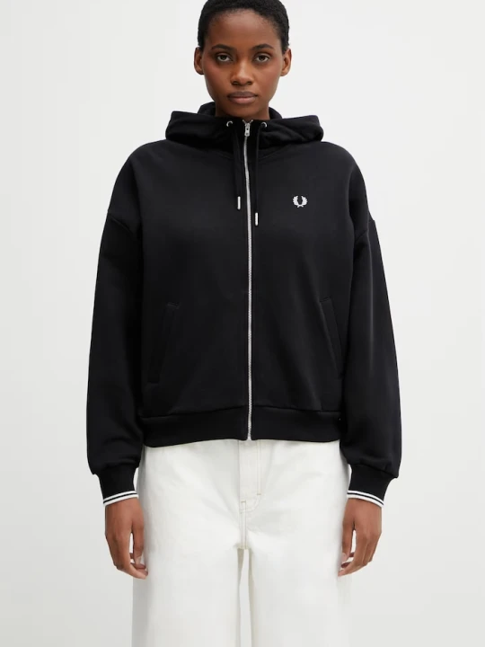 Zdjęcie produktu Fred Perry bluza rozpinana damska bawełniana czarny