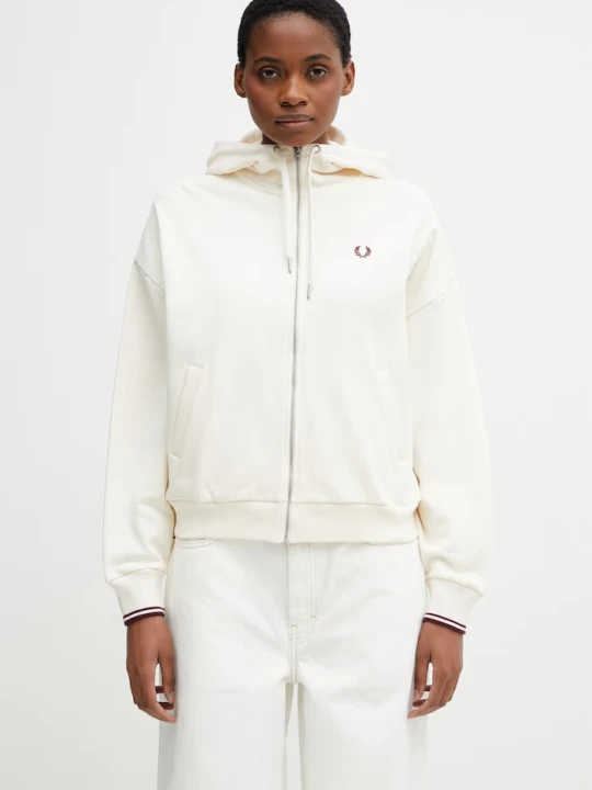 Zdjęcie produktu Fred Perry bluza rozpinana damska bawełniana beżowy