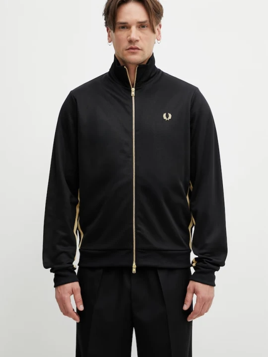 Zdjęcie produktu Fred Perry bluza rozpinana męska z bawełną czarny