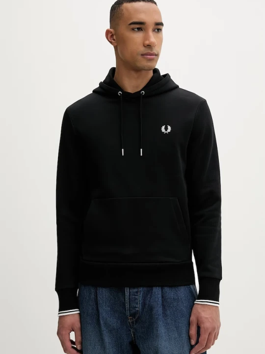 Zdjęcie produktu Fred Perry bluza z kapturem męska bawełniana czarny
