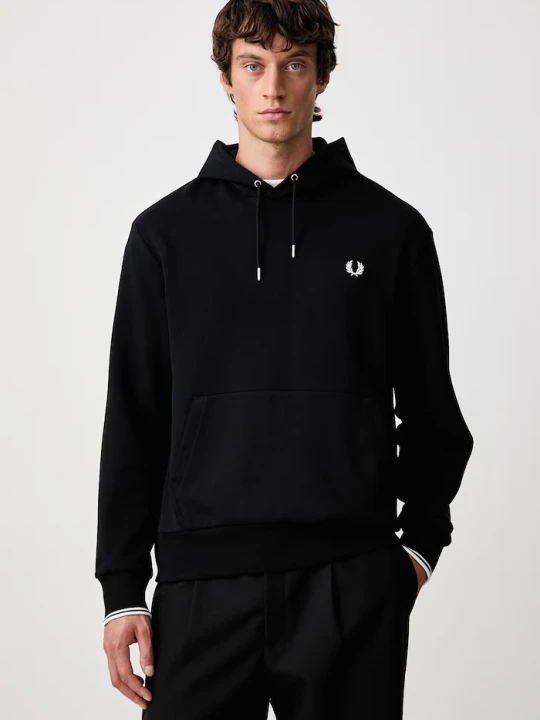 Zdjęcie produktu Fred Perry bluza z kapturem męska bawełniana czarny