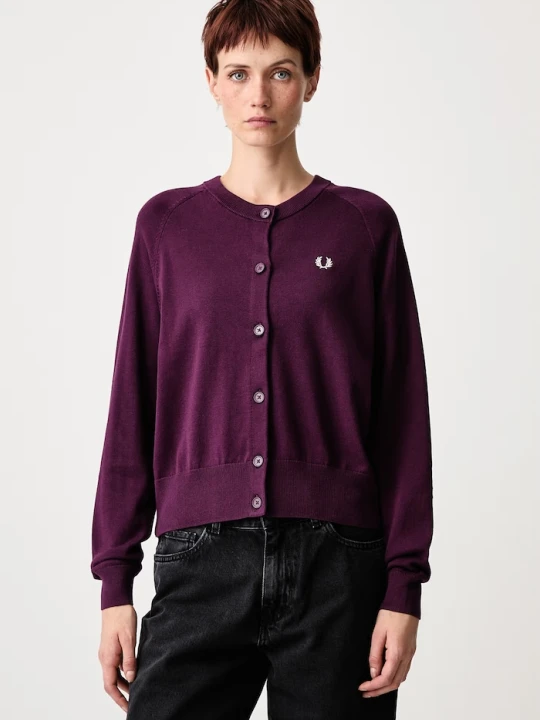 Zdjęcie produktu Fred Perry kardigan damski bawełniany fioletowy