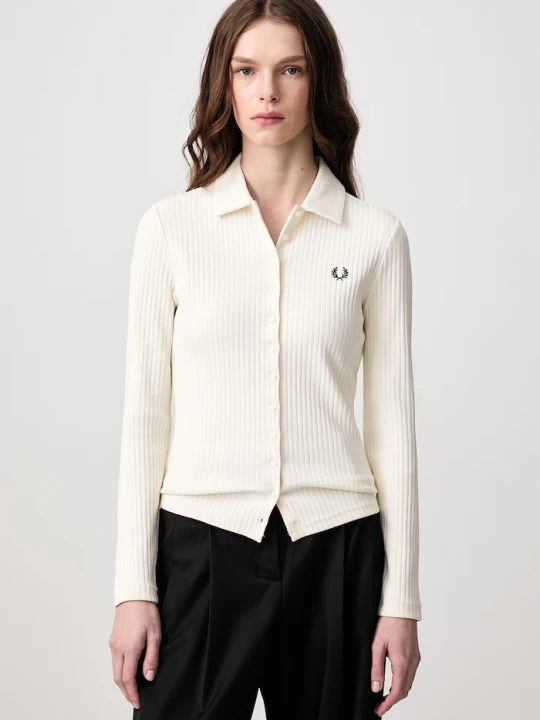Zdjęcie produktu Fred Perry koszula damska bawełniana z elastanem beżowy