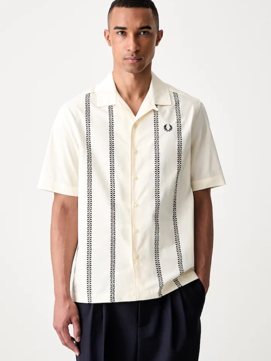 Zdjęcie produktu Fred Perry koszula męska bawełniana beżowy