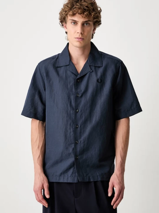 Zdjęcie produktu Fred Perry koszula męska z lnem granatowy