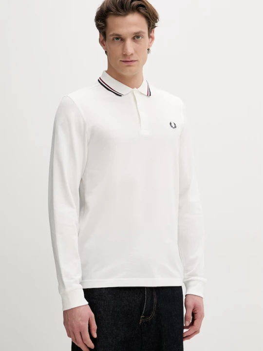 Zdjęcie produktu Fred Perry longsleeve bawełniany biały