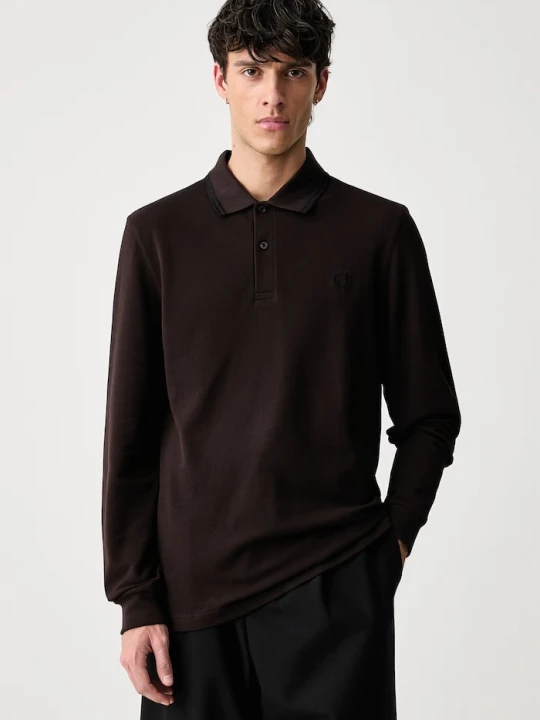 Zdjęcie produktu Fred Perry longsleeve męski bawełniany brązowy