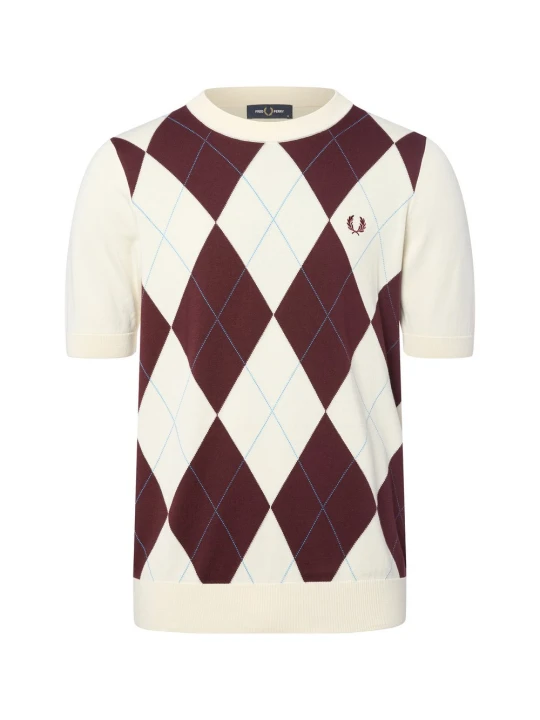 Zdjęcie produktu Fred Perry koszula z dzianiny Mężczyźni drobna dzianina czerwony | biały