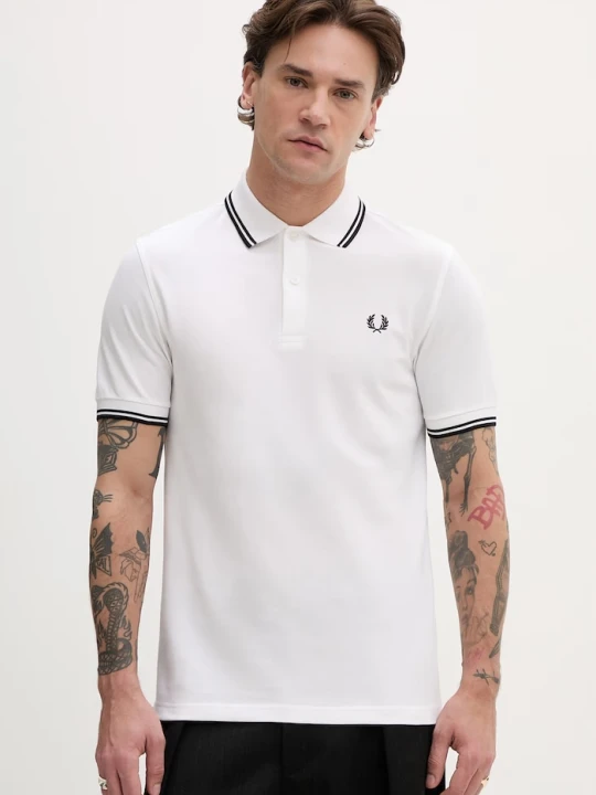 Zdjęcie produktu Fred Perry polo bawełniane Twin Tipped Shirt biały