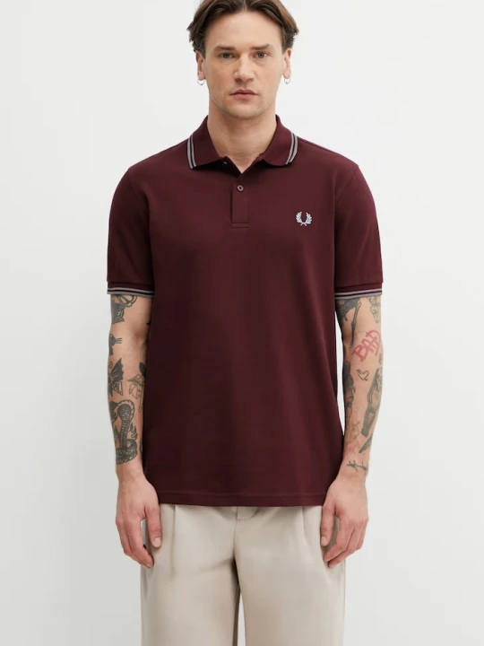 Zdjęcie produktu Fred Perry polo męskie bawełniane bordowy