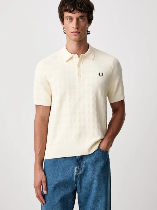 Zdjęcie produktu Fred Perry polo swetrowe męskie bawełniane beżowy