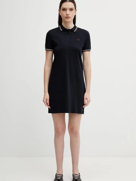 Zdjęcie produktu Fred Perry sukienka gładka bawełniana z elastanem