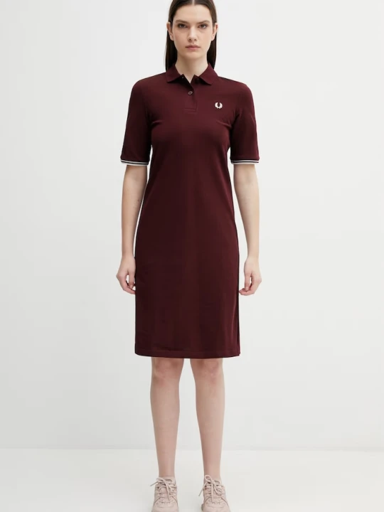 Zdjęcie produktu Fred Perry sukienka bawełniana bordowy