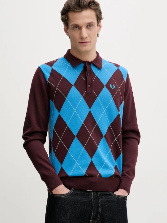 Zdjęcie produktu Fred Perry sweter bawełniany bordowy