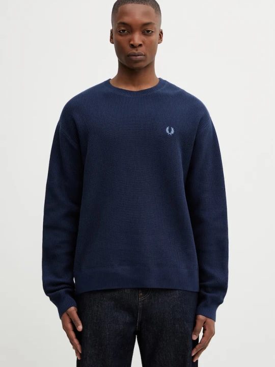 Zdjęcie produktu Fred Perry sweter bawełniany granatowy
