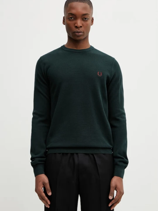 Zdjęcie produktu Fred Perry sweter bawełniany zielony