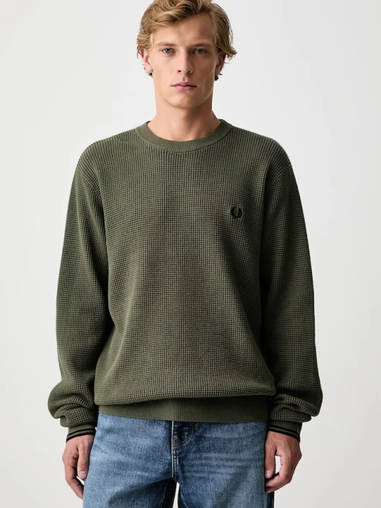 Zdjęcie produktu Fred Perry sweter męski bawełniany zielony