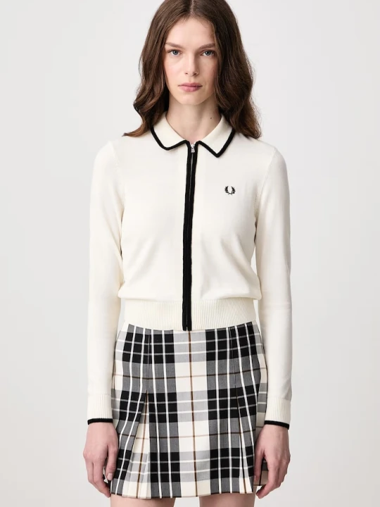 Zdjęcie produktu Fred Perry sweter rozpinany damski z wełną beżowy