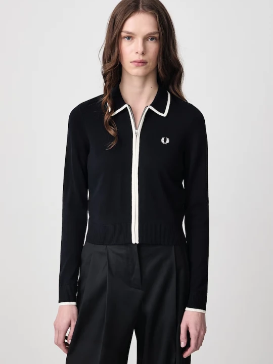 Zdjęcie produktu Fred Perry sweter rozpinany damski z wełną granatowy