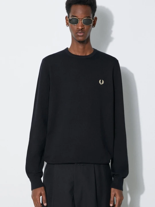 Zdjęcie produktu Fred Perry sweter wełniany Classic Crew Neck Jumper czarny