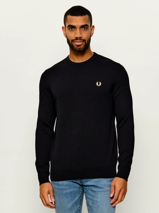 Zdjęcie produktu Fred Perry Wełniany sweter | Slim Fit czarny