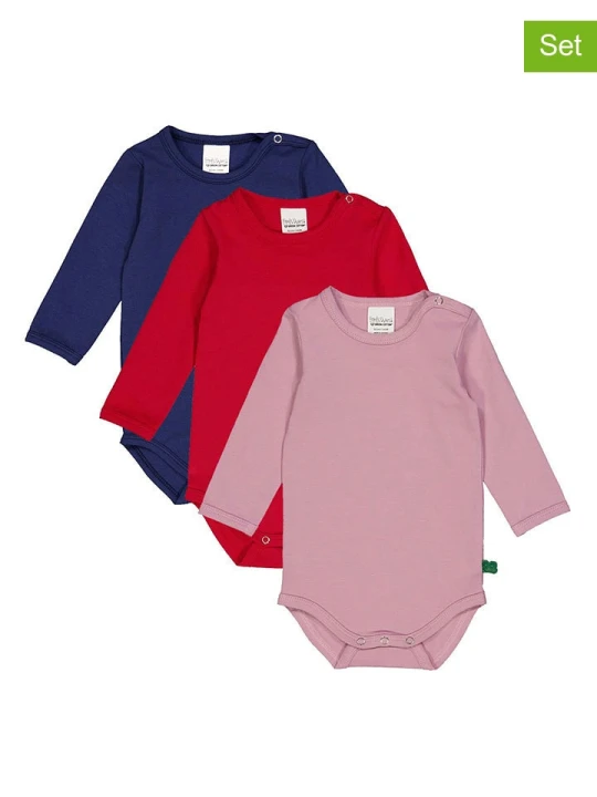 Zdjęcie produktu Fred´s World by GREEN COTTON Body (3 szt.) "Alfa" w kolorze jasnoróżowym, czerwonym i granatowym rozmiar: 92 Fred's World By GREEN COTTON