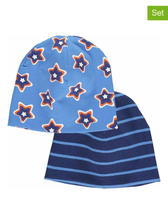 Zdjęcie produktu Fred´s World by GREEN COTTON Czapki beanie (2 szt.) "Star" w kolorze błękitno-granatowym rozmiar: 116 / 122 Fred's World By GREEN COTTON