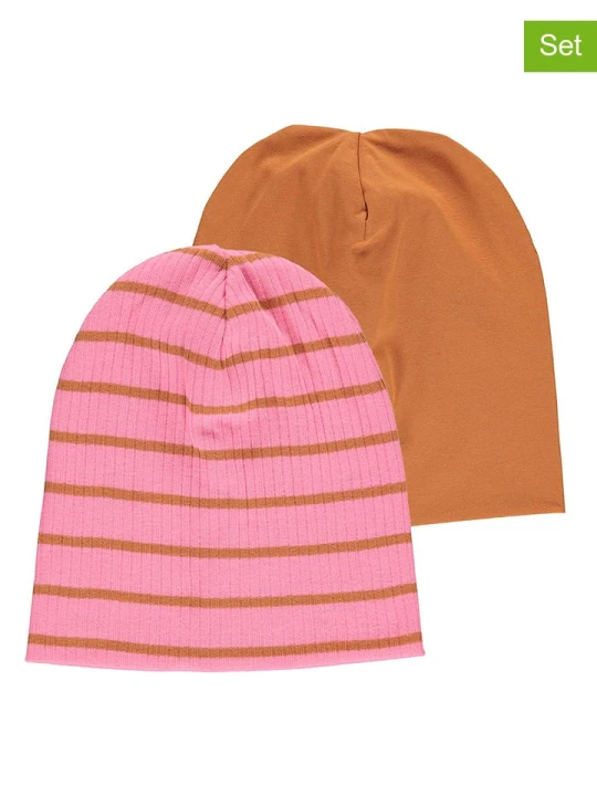 Zdjęcie produktu Fred´s World by GREEN COTTON Czapki beanie (2 szt.) w kolorze różowo-jasnobrązowym rozmiar: 80/86 Fred's World By GREEN COTTON