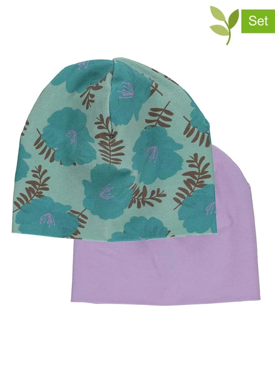 Zdjęcie produktu Fred´s World by GREEN COTTON Czapki beanie (2 szt.) w kolorze zielono-fioletowym rozmiar: 68 / 74 Fred's World By GREEN COTTON