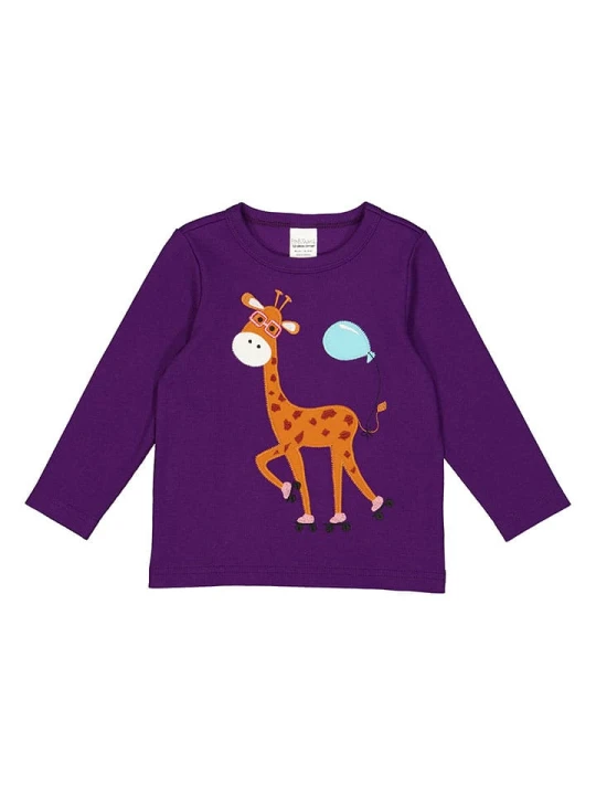 Zdjęcie produktu Fred´s World by GREEN COTTON Koszulka "Hello giraffe" w kolorze fioletowym rozmiar: 122 Fred's World By GREEN COTTON