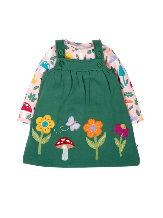 Zdjęcie produktu Frugi 2-częściowy zestaw "Pippa" w kolorze zielonym ze wzorem rozmiar: 98/104