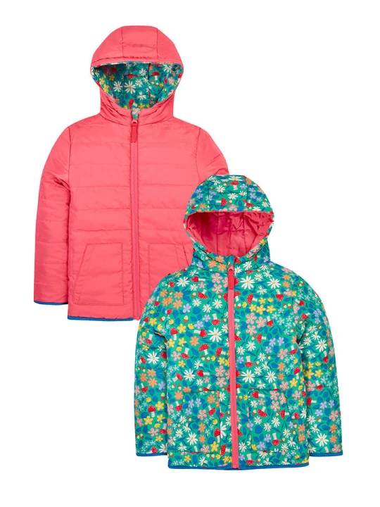Zdjęcie produktu Frugi Dwustronna kurtka pikowana "Toasty" w kolorze różowym ze wzorem rozmiar: 92/98