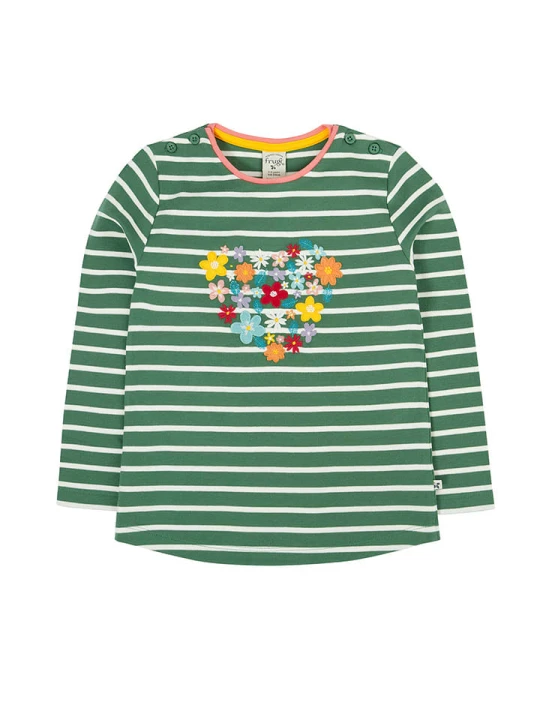 Zdjęcie produktu Frugi Koszulka "Louise" w kolorze zielono-białym rozmiar: 116/122
