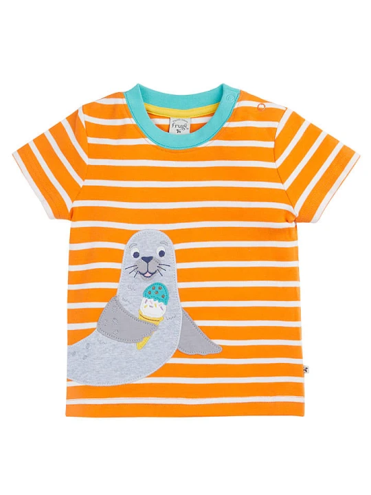 Zdjęcie produktu Frugi Koszulka w kolorze pomarańczowo-białym rozmiar: 98 / 104
