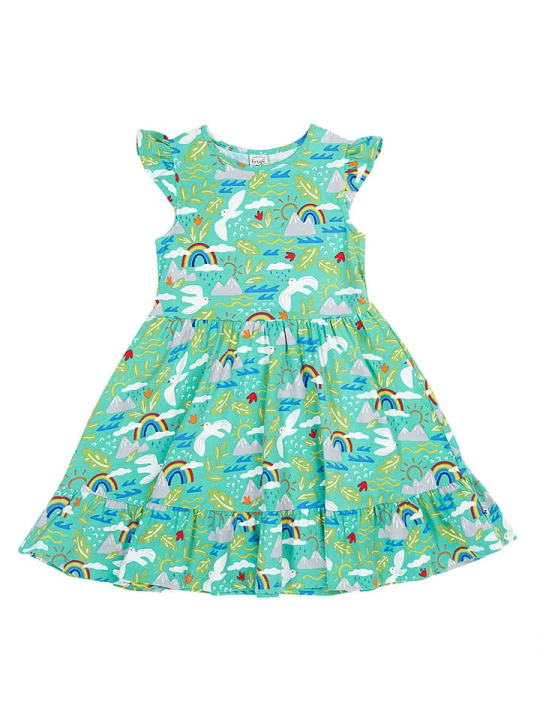 Zdjęcie produktu Frugi Sukienka "Olivia" w kolorze turkusowym ze wzorem rozmiar: 134 / 140