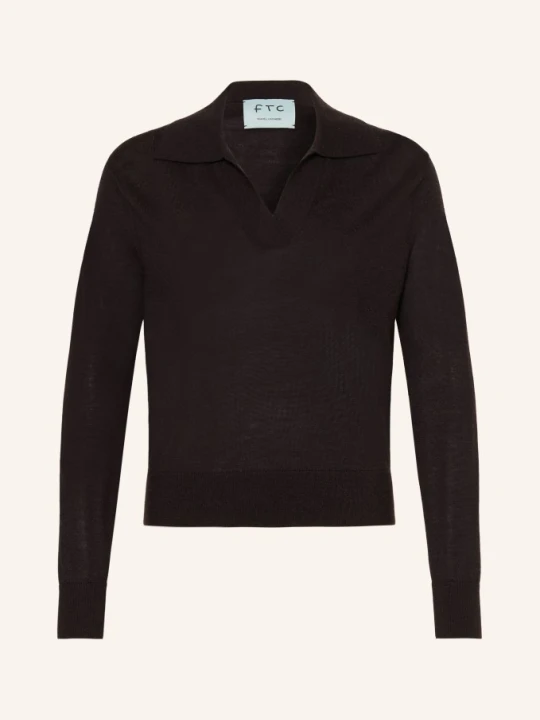 Zdjęcie produktu Ftc Cashmere Koszulka Polo Z Dzianiny Z Kaszmirem braun CZARNY