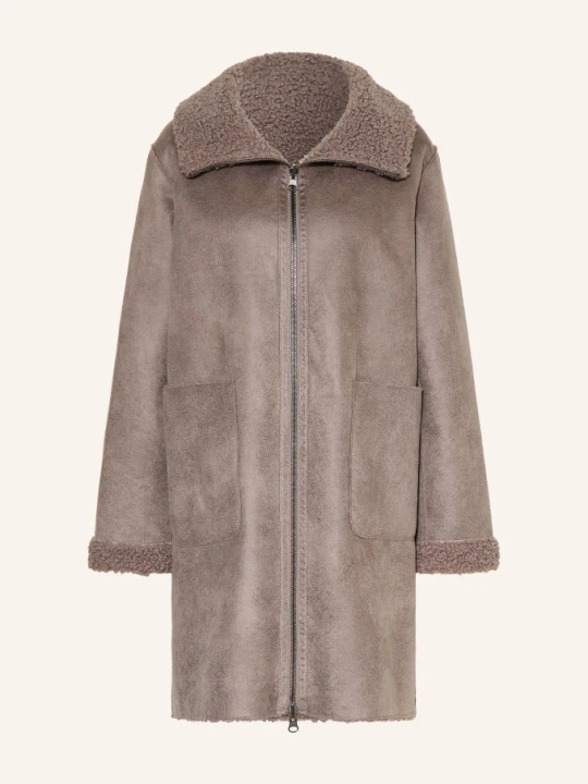 Zdjęcie produktu Fuchs Schmitt Płaszcz Scottsdale O Wyglądzie Skóry Z Sztucznym Futrem, Dwustronny beige SZARY
