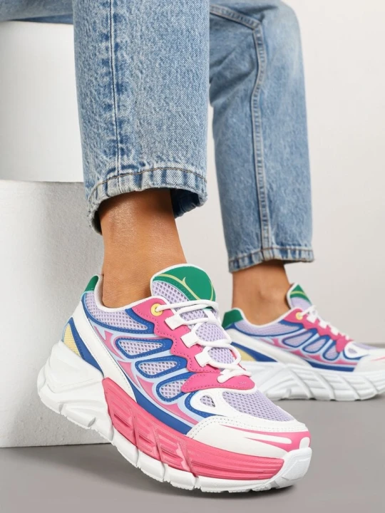 Zdjęcie produktu Fuksjowe Sneakersy Streetwearowe na Tłoczonej Platformie Tertewia Gogo Gogo Różowy