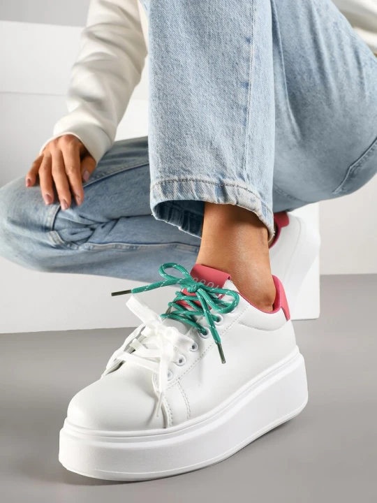 Zdjęcie produktu Biało-Różowe Sneakersy z Podwójnym Sznurowaniem Zdivoria Renda