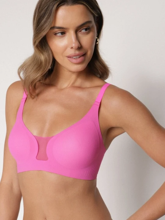 Zdjęcie produktu Fuksjowy Biustonosz z Ozdobnym Wycięciem Ezirelle Love Magnolia Różowy