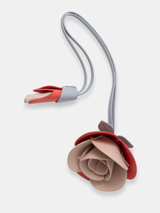 Zdjęcie produktu Furla brelok damski skórzany Allegra Rose Charm beżowy