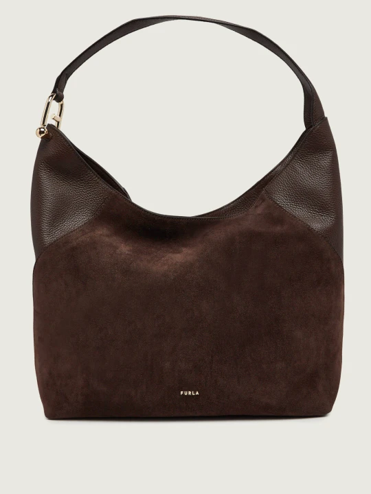 Zdjęcie produktu Furla Hobo Furla Lara L | zamsz | z dodatkiem skóry brązowy