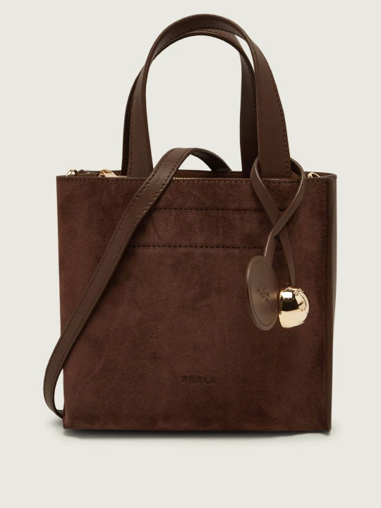 Zdjęcie produktu Furla Kuferek Furla Divide It | zamsz | z dodatkiem skóry brązowy