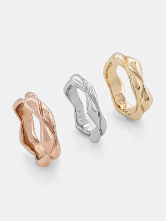 Zdjęcie produktu Furla pierścionek damski metalowy 3-pack złoty