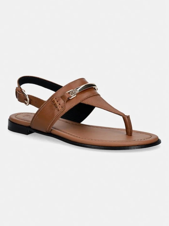 Zdjęcie produktu Furla sandały na płaskim obcasie damskie skórzane Heritage Thong brązowy